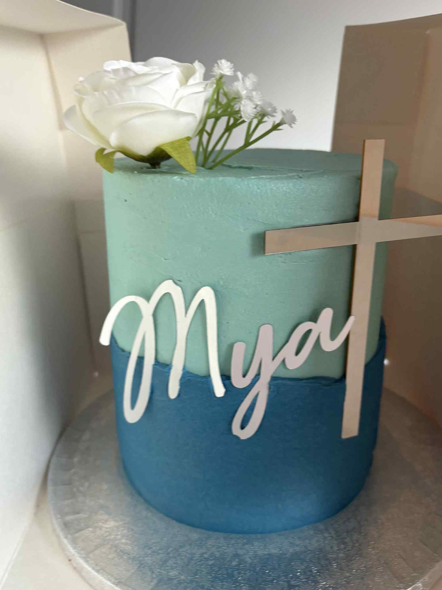 Smooth Blue Communion cake