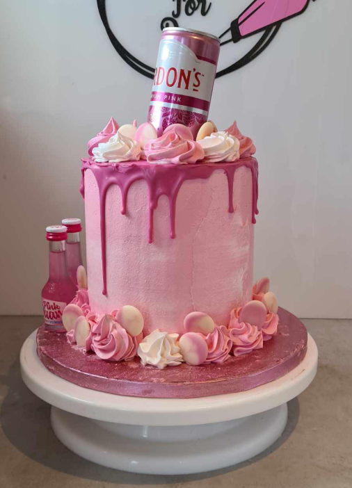 Pink drip gin cake
