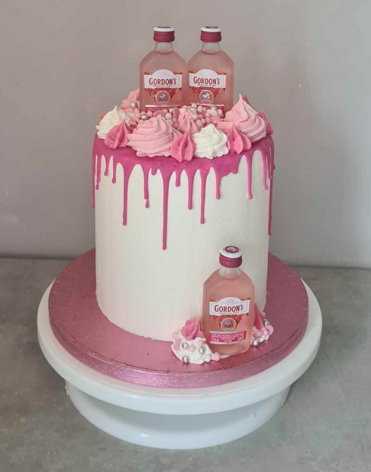 Pink gin shot cake