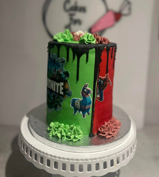 Half Spiderman Half Fortnite Cake