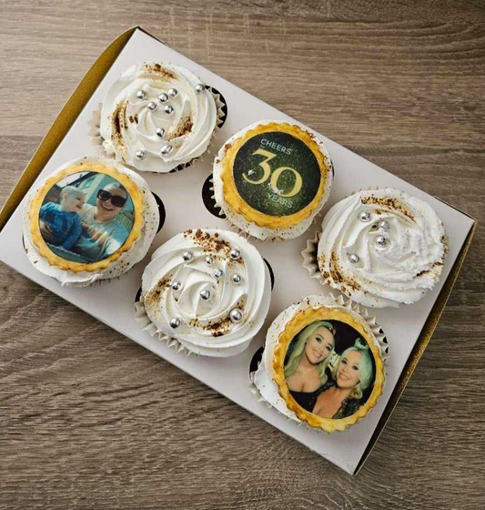 White & Gold 30th Birthday cupcakes
