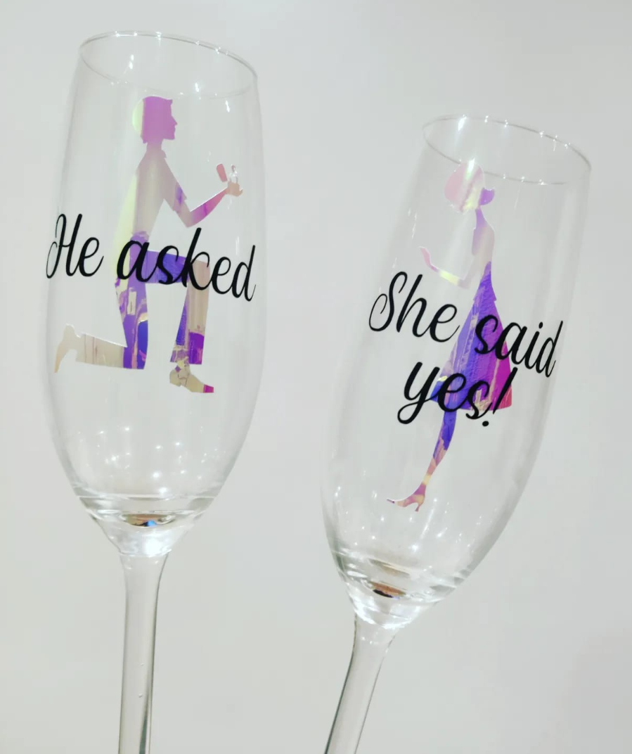 Mr & Mrs Champagne glasses