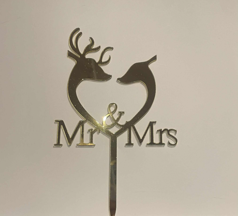 Mr & Mrs Deer wedding Cake Topper
