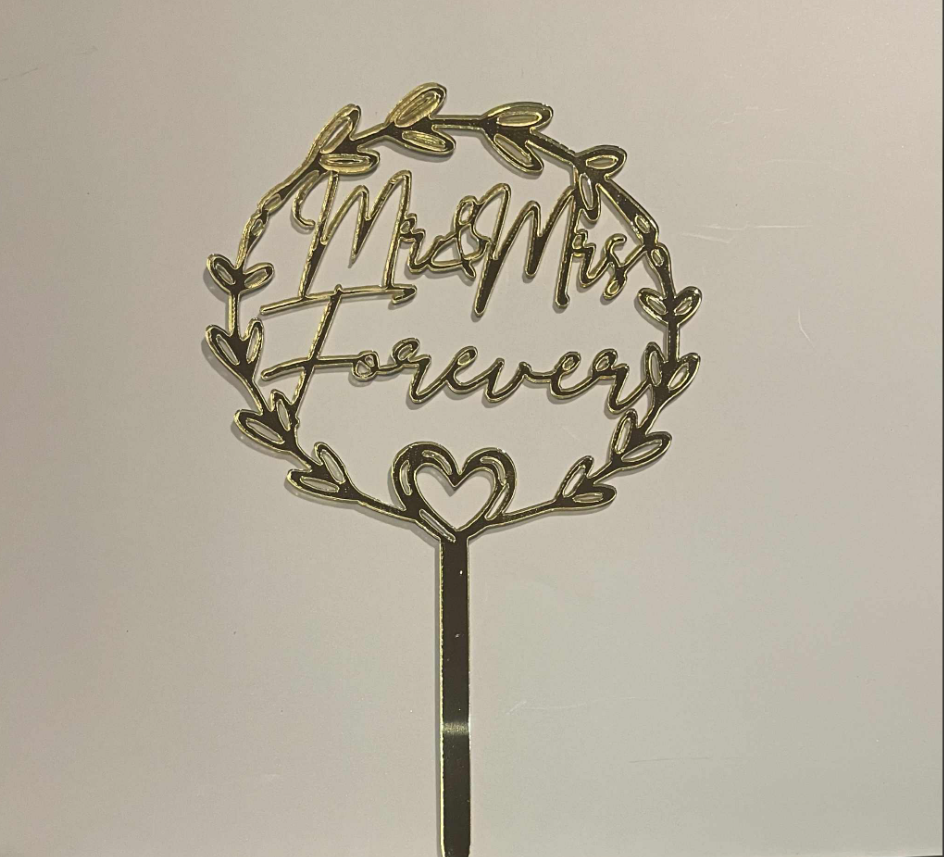 Round Mr & Mrs forever Cake topper