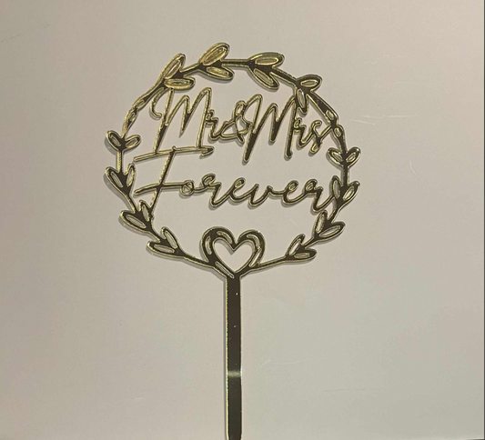 Round Mr & Mrs forever Cake topper