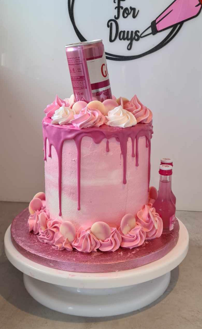 Pink drip gin cake