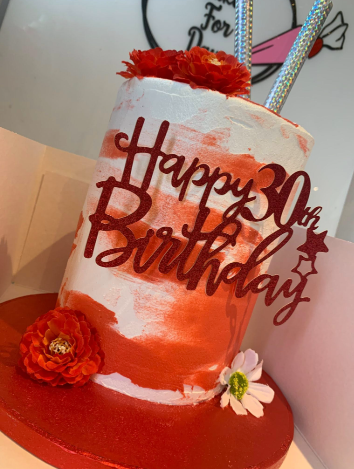 Red & White Birthday cake